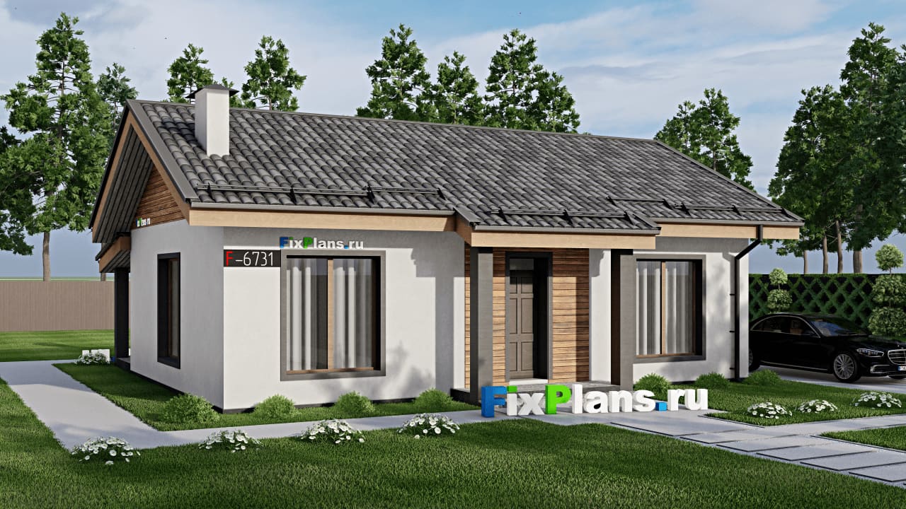 Одноэтажный дом F-6731 — фасад