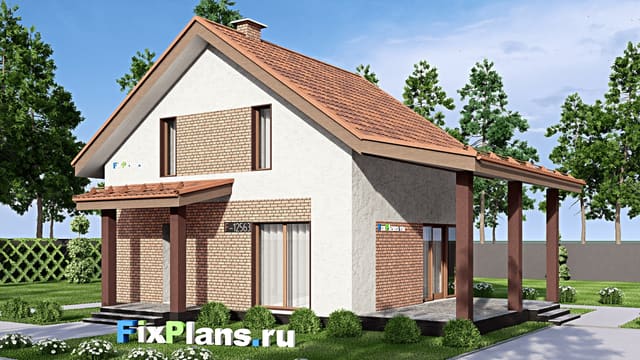 Одноэтажный дом с мансардой  F-12563