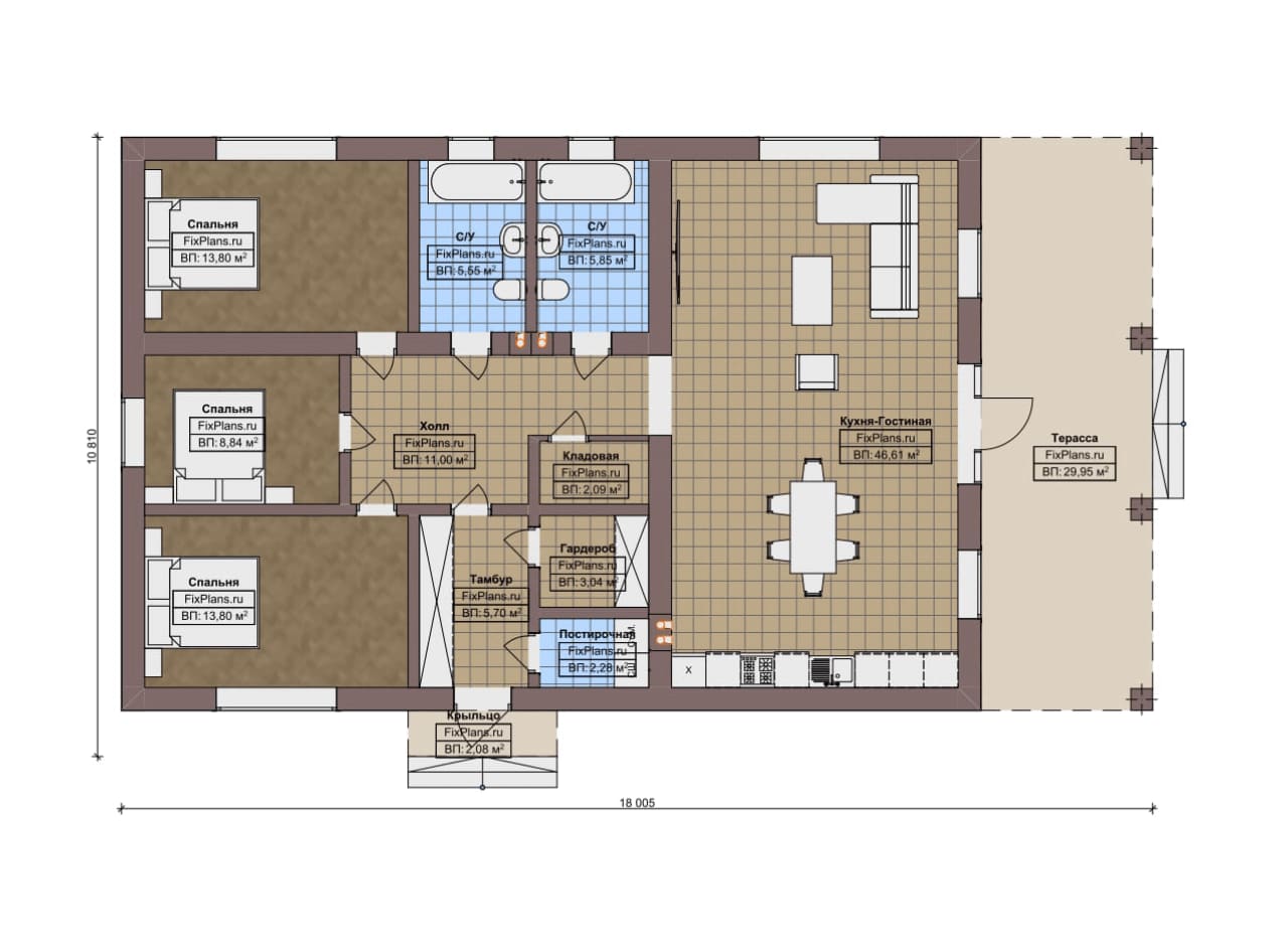 Планировка Одноэтажный дом F-18269