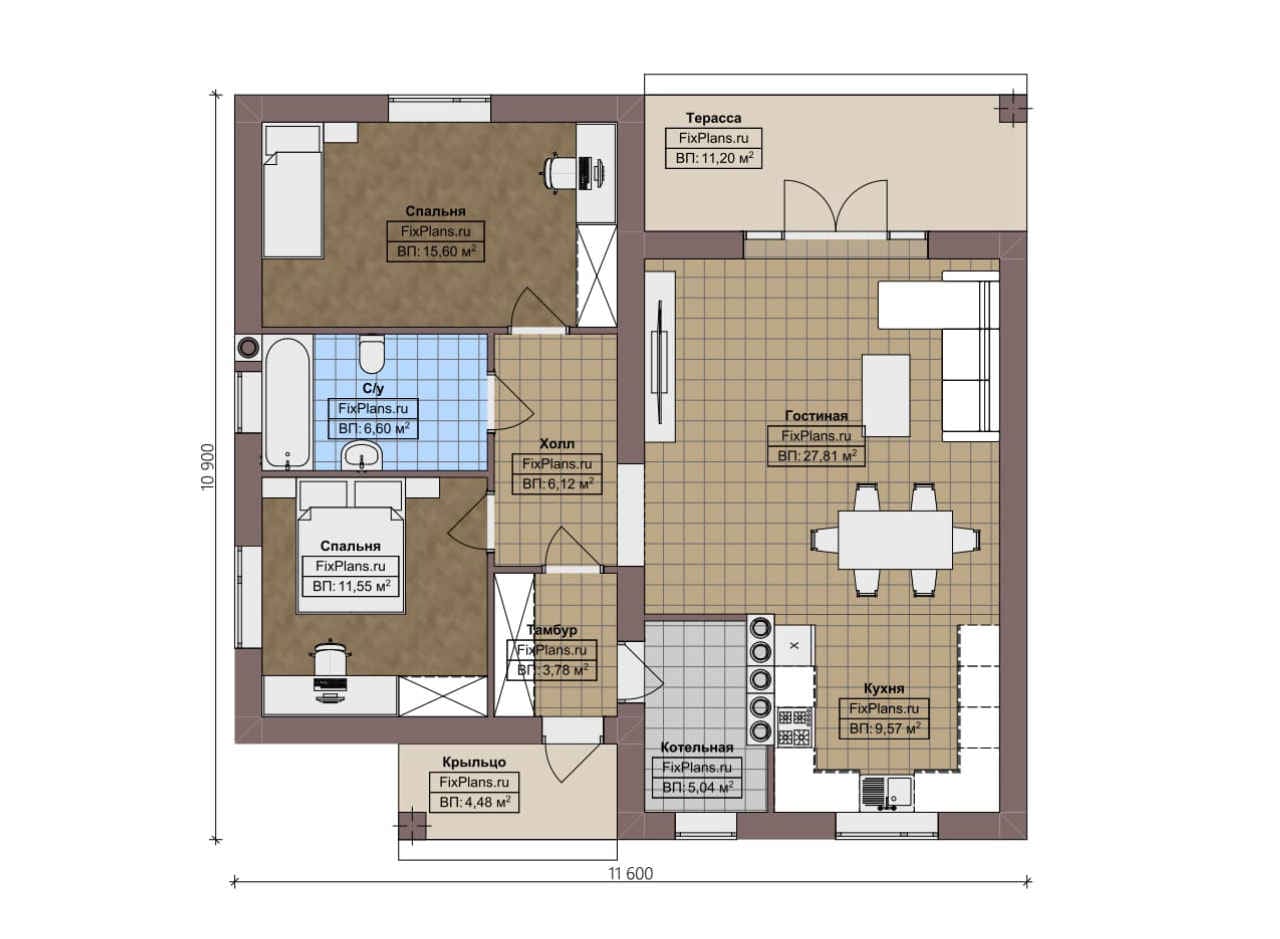 Планировка Одноэтажный дом F-4058
