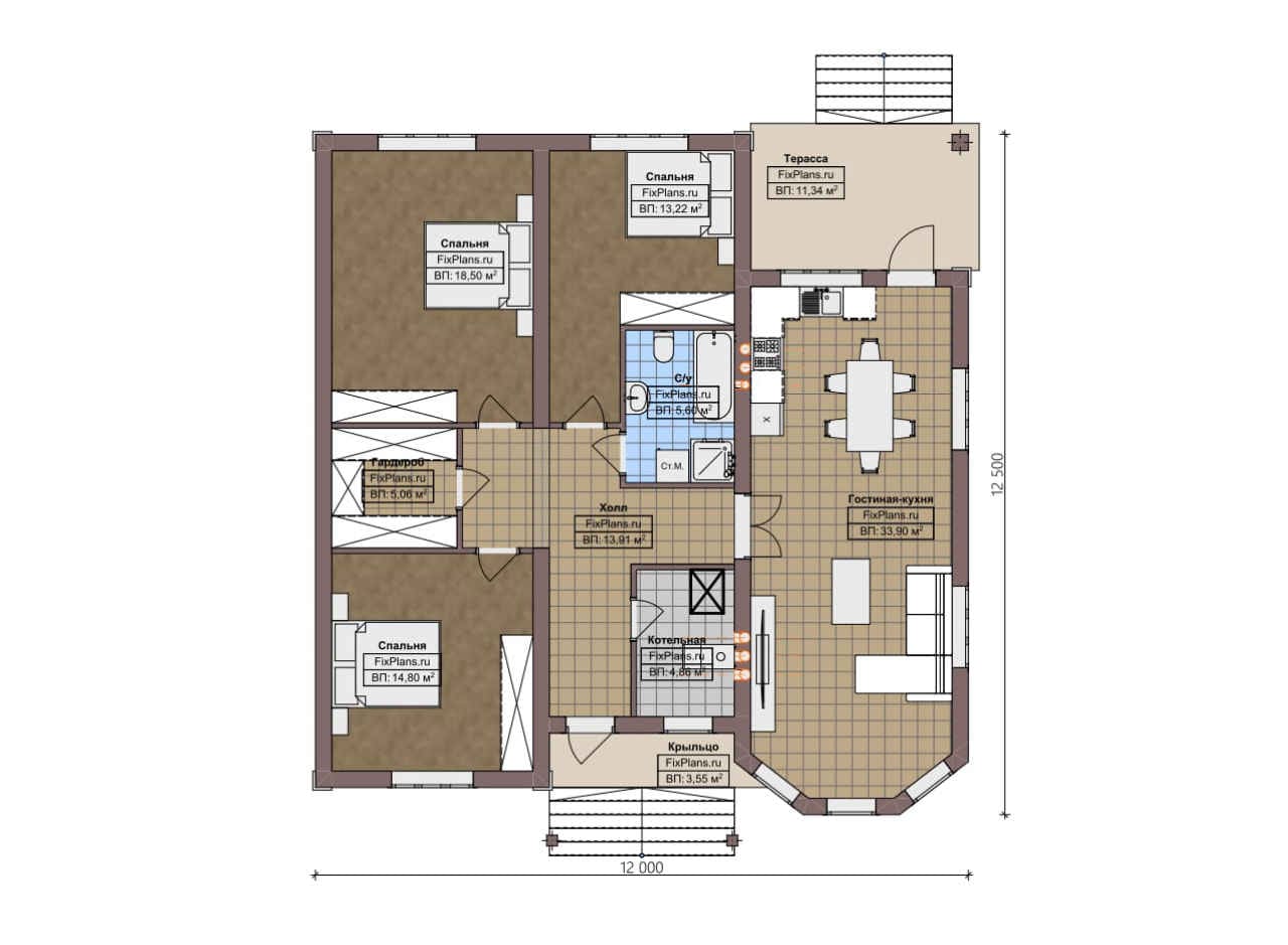Планировка Одноэтажный дом F-4715